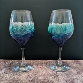Resin Wave Wine Glasses