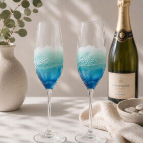 Resin Wave Champagne Flute Glass