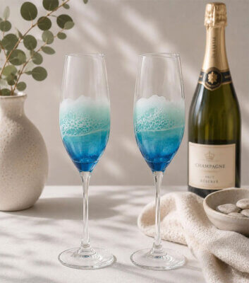 Resin Wave Champagne Flute Glass