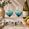 Sea Glass Wine Glass Coaster Gift Set x 2 - Coastal Gift, Beach House Decor